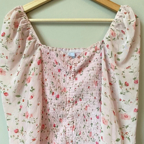 Princess Polly Women's US 4 Wild Flowers Balloon Sleeves Shirred Mini Dress Pink - Picture 6 of 16